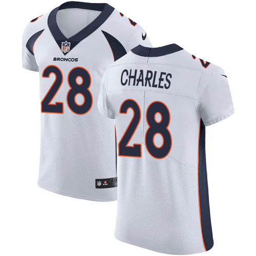 Nike Broncos #28 Jamaal Charles White Men's Stitched NFL Vapor Untouchable Elite Jersey - Click Image to Close